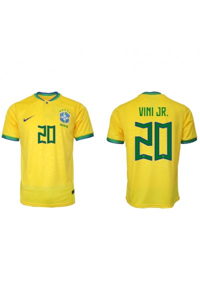 Brazilië Vinicius Junior #20 Voetbaltruitje Thuis tenue WK 2022 Korte Mouw